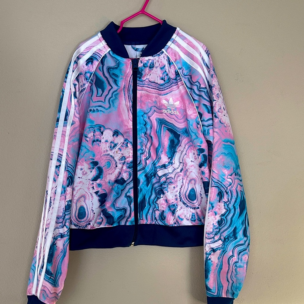 Adidas Women's Marble Print Bomber Jacket